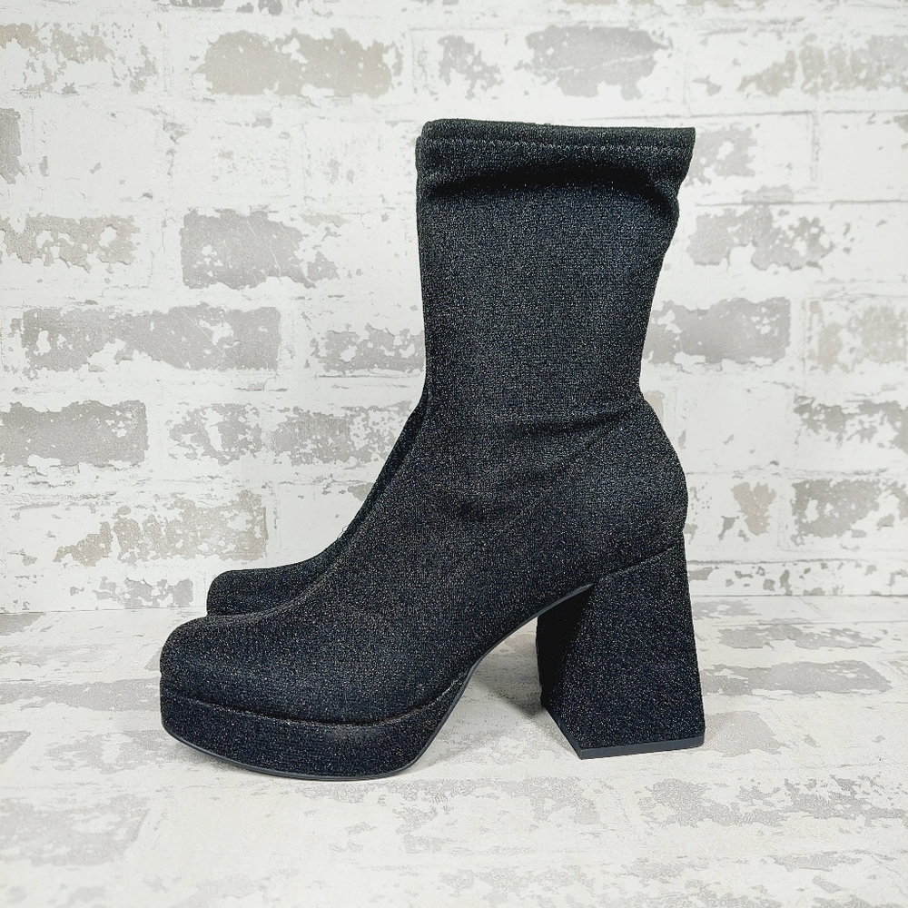 New Abound Steffie Platform Bootie In Black Glitter V709